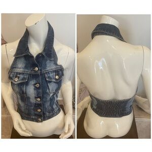 Steve Madden Blue Denim Vest with Button Accents